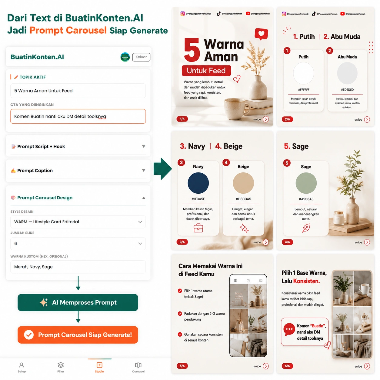 BuatinKonten — Carousel Prompt AI untuk Kreator