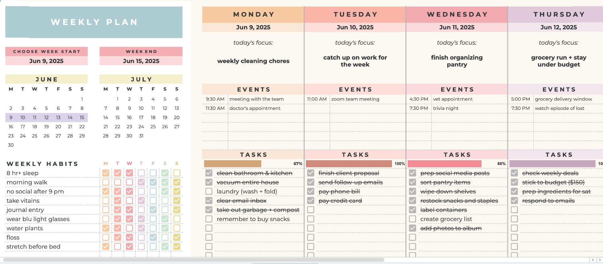 Preview Weekly Planner