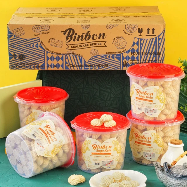 Grosir Sagu Keju Binbon 500g (1 Dus Isi 6 Toples)