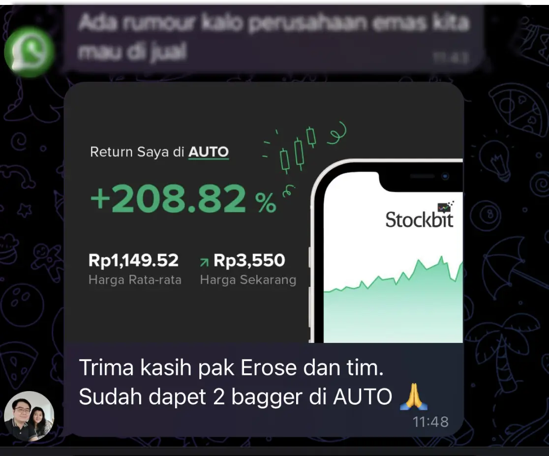 Screenshot member mendapat AUTO 208 persen