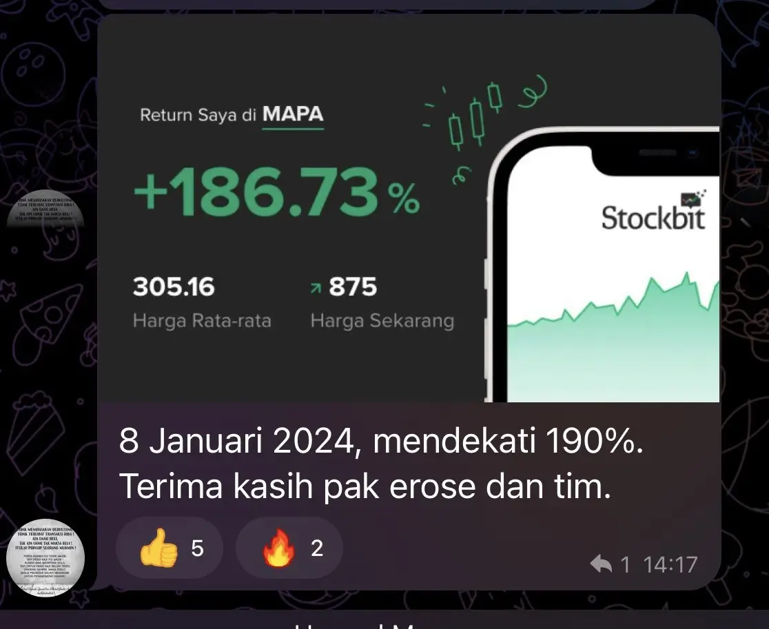 Screenshot member mendapat MAPA 186 persen