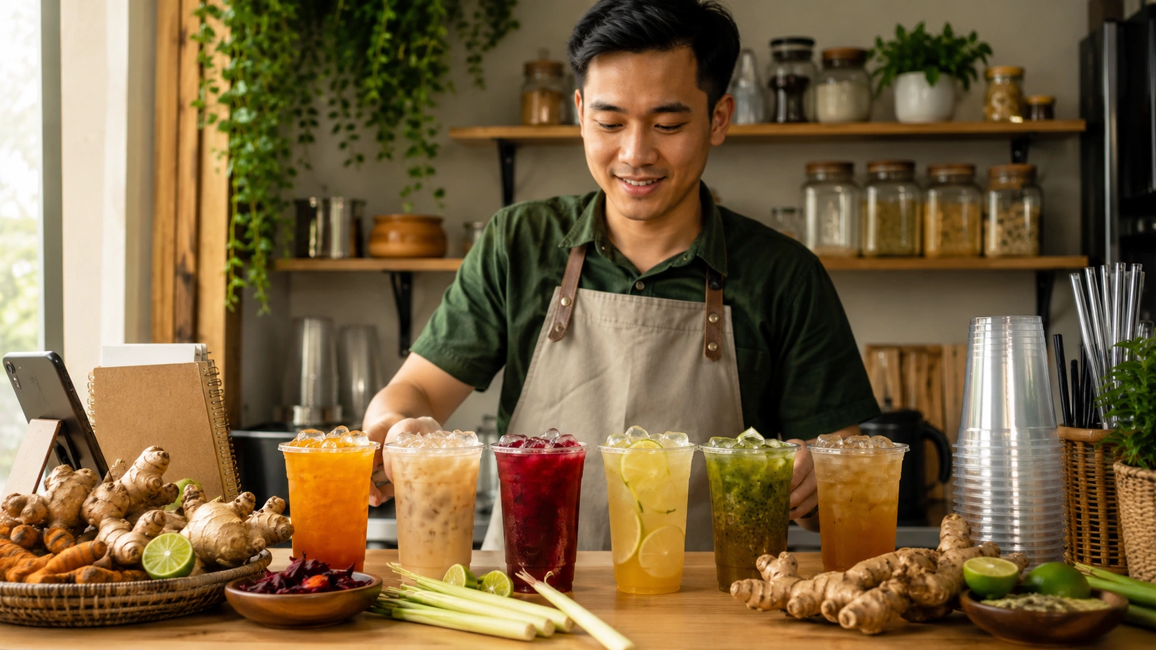 Berbagai varian Es Jamu modern