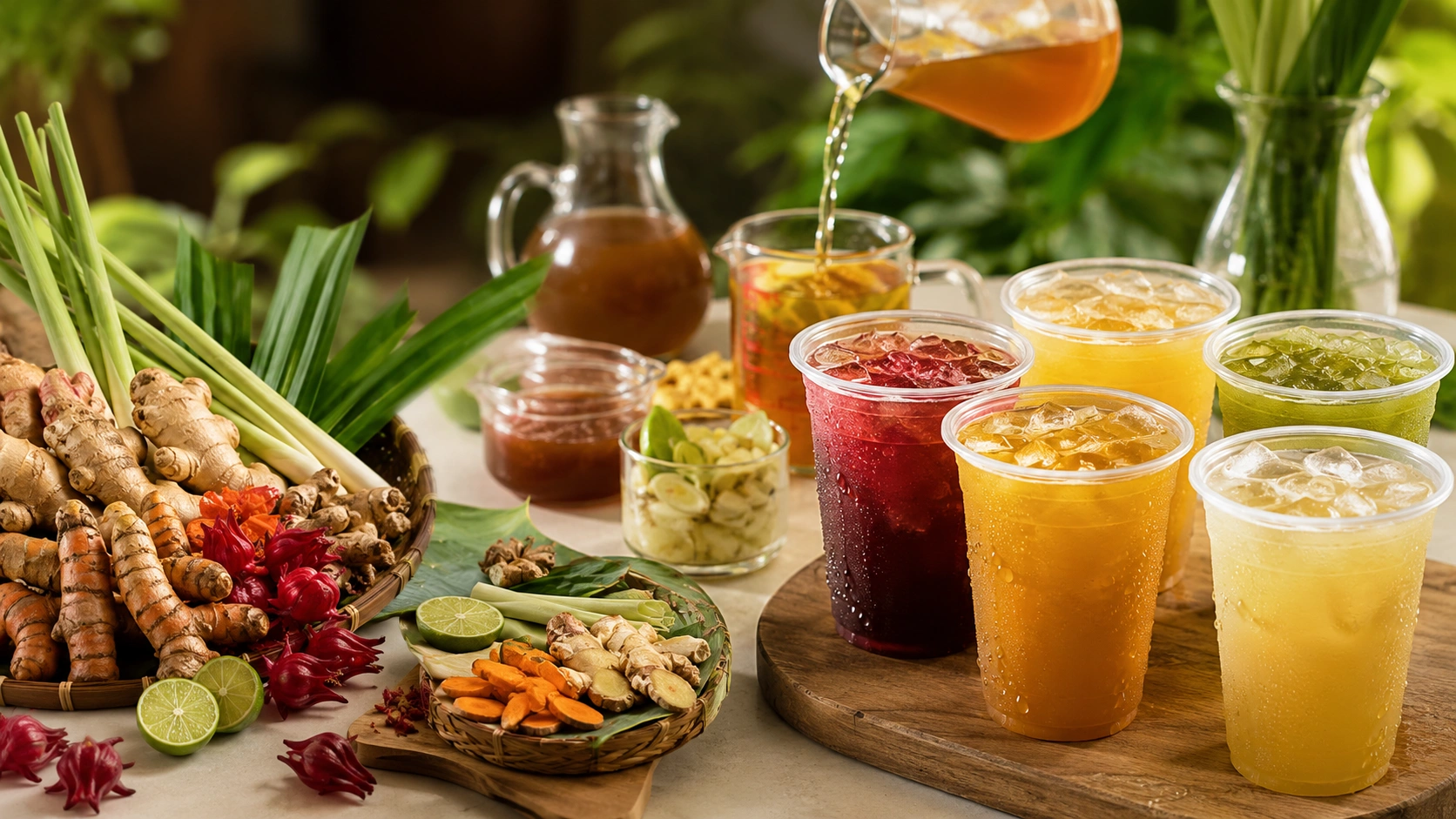 Proses membuat es jamu modern