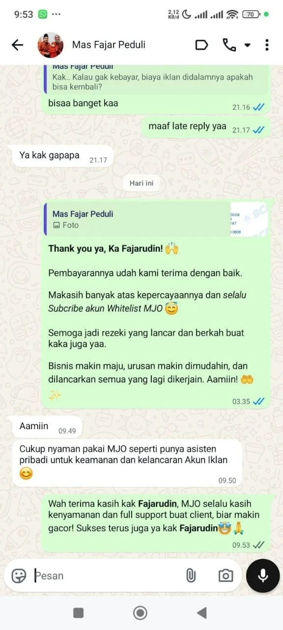 Testimoni pengguna MJO
