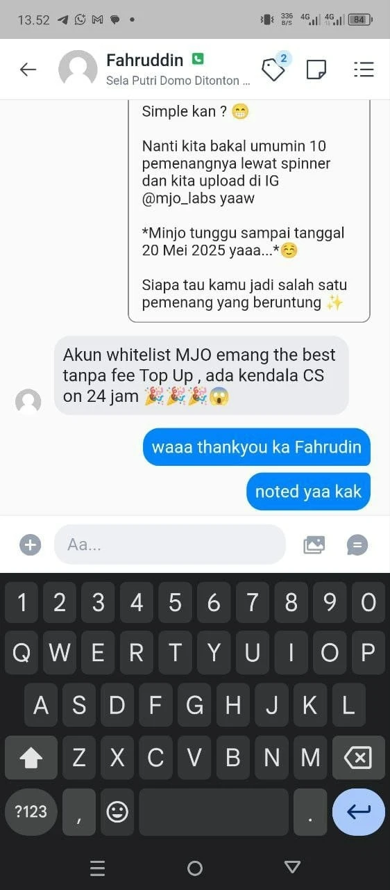 Testimoni pengguna whitelist MJO