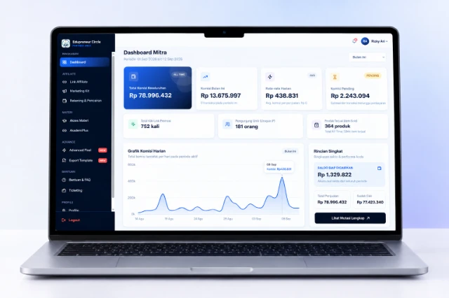 Mockup dashboard affiliate EdupreneurCircle