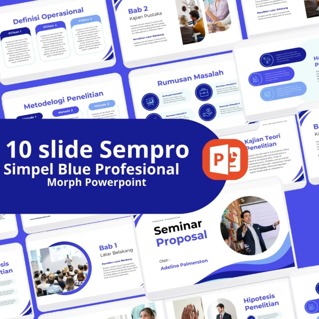 Sempro Simpel Blue Powerpoint - Template Proposal Seminar Profesional | PPT Morph Premium