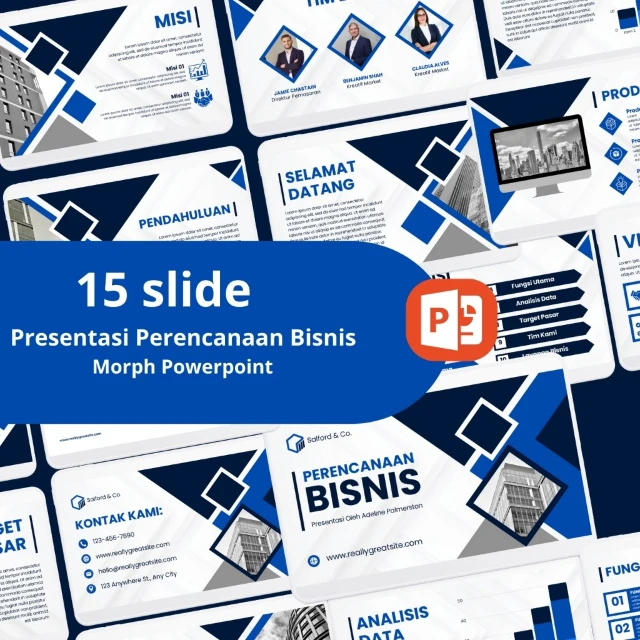Template PowerPoint Perencanaan Bisnis Profesional dengan PPT Morph Premium untuk Presentasi