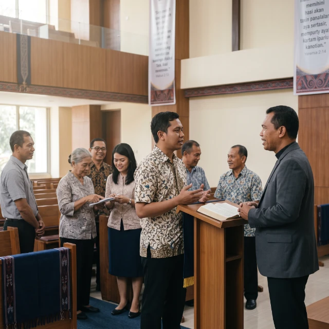 Pengkhotbah menyampaikan Firman di mimbar