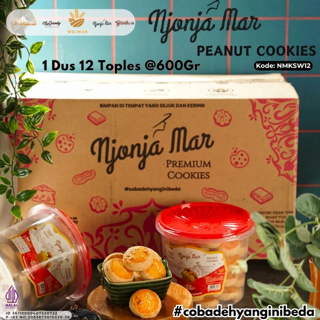 Grosir Kue Kacang Njonja Mar 600g — 1 Dus 12 Toples