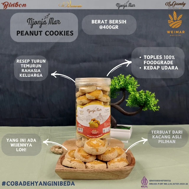 Grosir Kue Kacang Wijen Njonja Mar 400g — 1 Pack 6 Pcs 6