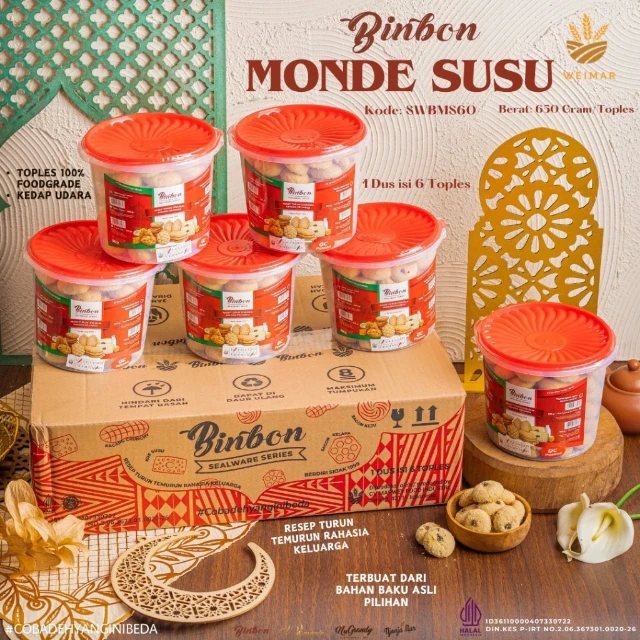 Grosir Kue Susu Choco Chips Binbon 650g (1 Dus Isi 6 Toples) 3