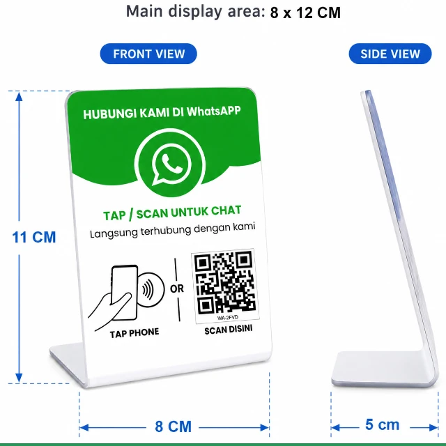 tap to Chat WhatsApp Stand NFC QR Code – Kartu Scan Langsung ke WhatsApp Bisnis