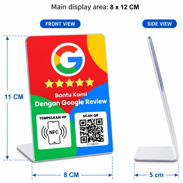 Google Review Stand NFC QR Code untuk Review Google Bisnis - Colorfull Design