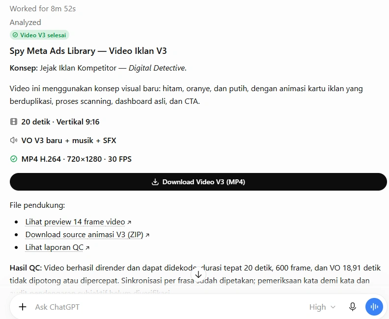 Proses render video motion graphics dalam workflow Lumina Motion